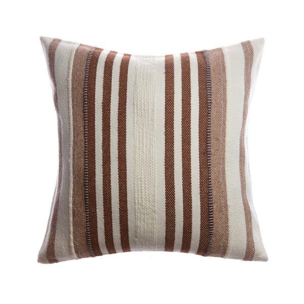 Brown Llama Wool Striped Pillow
